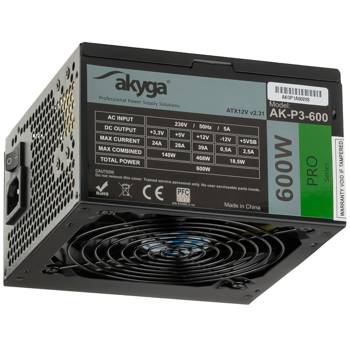 ATX Power Supply 600W Akyga AK-P3-600 P4+4 2x PCI-E 6+2 pin 5x SATA 2x Molex PPFC FAN 12cm