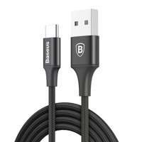 Baseus Rapid kabel przewód USB / USB Typ C w nylonowym oplocie z diodą LED 2A 2m czarny (CATSU-C01)