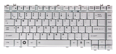 Klawiatura do laptopa TOSHIBA A200 A300 M200 M300 L200 L300 (SREBRNA, MAŁY ENTER)