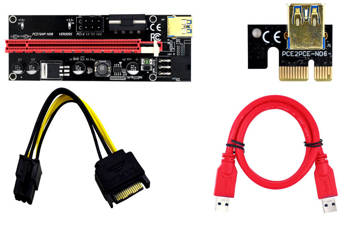 Taśma przejściówka riser USB 3.0 PCI-E PCI Express 1x - 16x + zasilanie 6PIN lub Molex wersja 009S